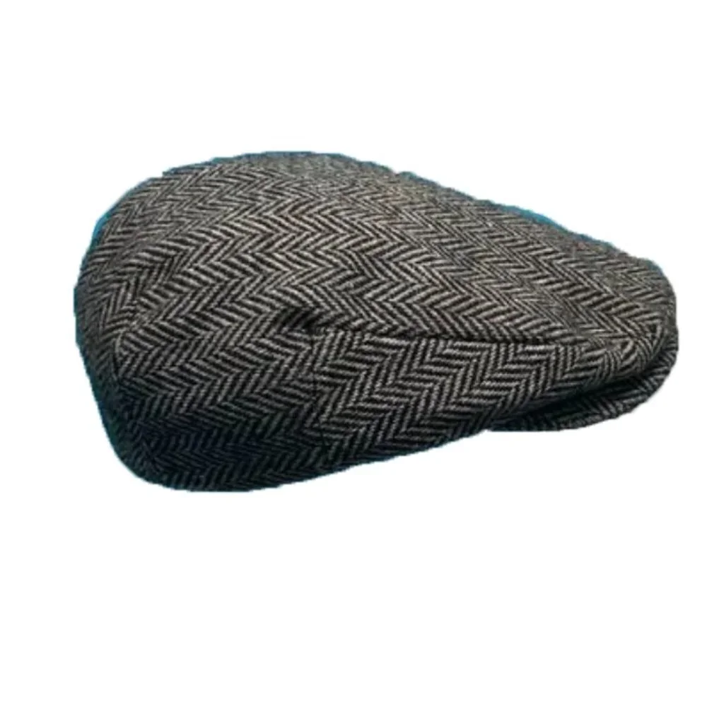 Dorfman Pacific Black & Gray Men's Classic Herringbone Ivy Cap